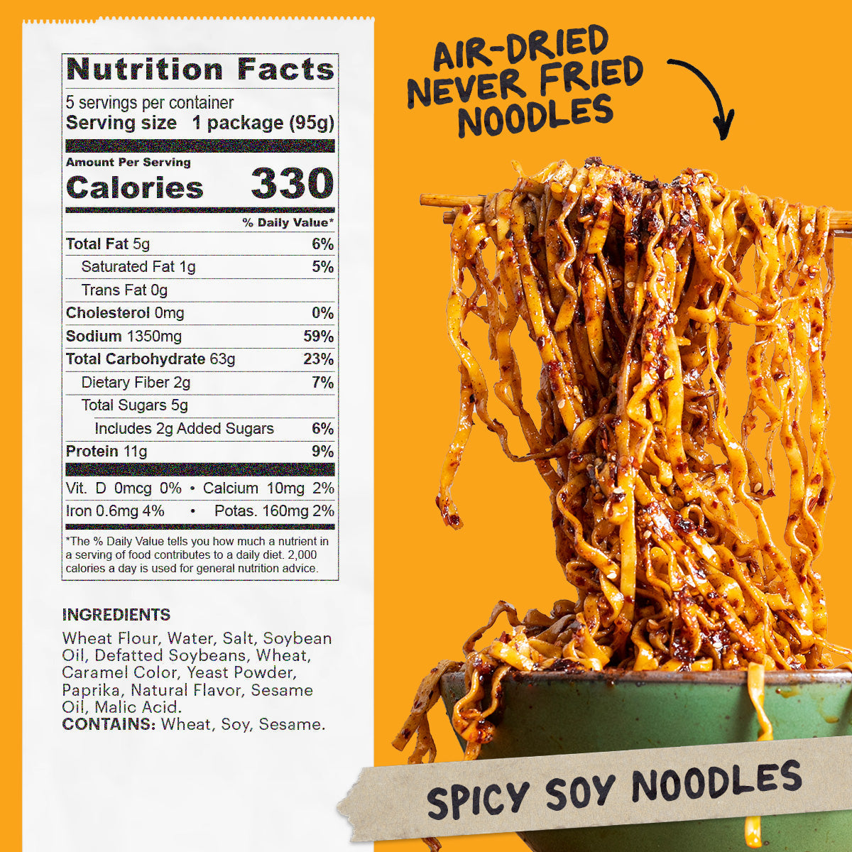 Nutritional Panel and ingredient list for Spicy Soy Noodles