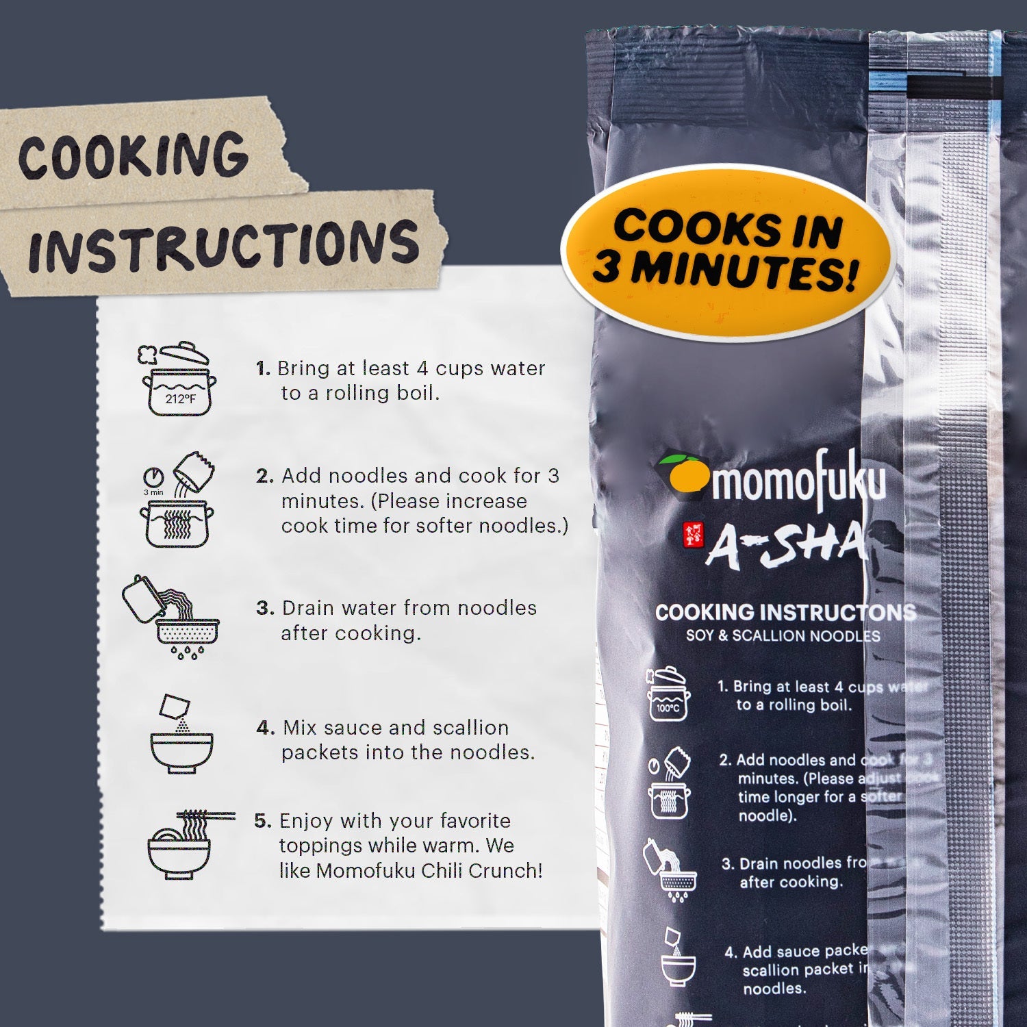 Cooking Instructions for Soy & Scallion Noodles