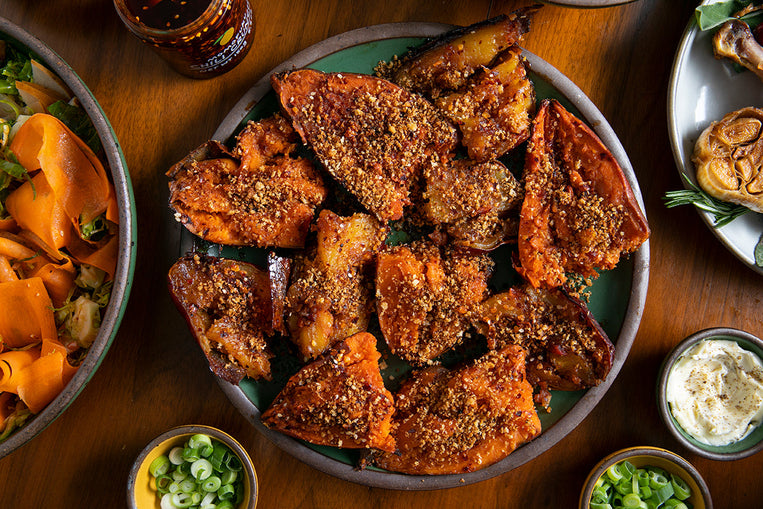 twice-baked-chili-crunch-maple-syrup-sweet-potatoes